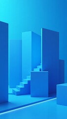 Abstract blue geometric shapes staircase minimalist design