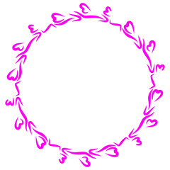 Abstract heart-shaped garland encircling a central void on a dark field