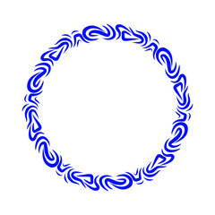 Ornate blue circular flourish design on a stark black plain background