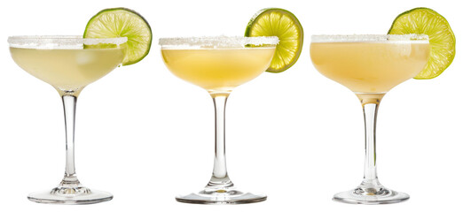 PNG Refreshing lime margarita trio, element set on transparent background