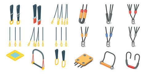 Collection of climbing and gym equipment for fitness and outdoor activities