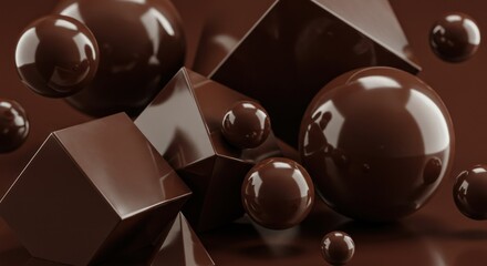 Dark chocolate pieces and spheres