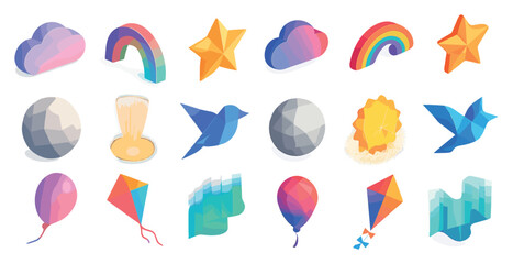 Colorful geometric icons for creativity and design projects
