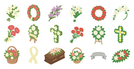 Floral arrangements and wreaths for memorial ceremonies and celebrations