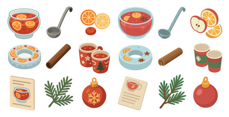 Festive holiday punch and decorations for winter celebrations