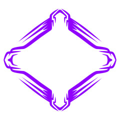 Abstract Geometric Frame with Angular Purple Accents on Black Canvas Backdrop