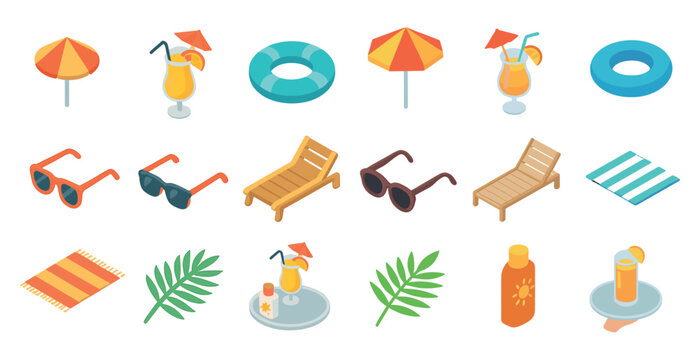 Summer vacation essentials collection for relaxation and recreation - Powered by Adobe