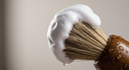 Shaving brush with lather close up