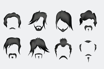 vector set of hair
