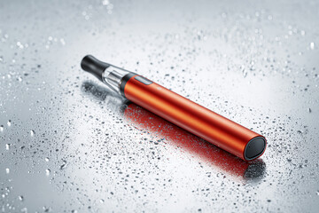 Orange electronic cigarette close -up. Smoking and wiping