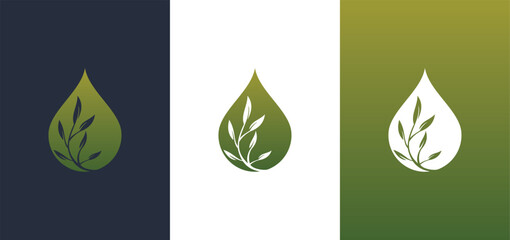 Olive oil and leaf tree logo design idea