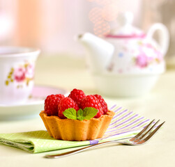 raspberry cupcake with mint