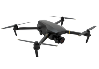 Modern drone featuring rear-facing camera, perfect for aerial photography, surveillance, or tech-themed visuals. Isolated on white or transparent background. PNG