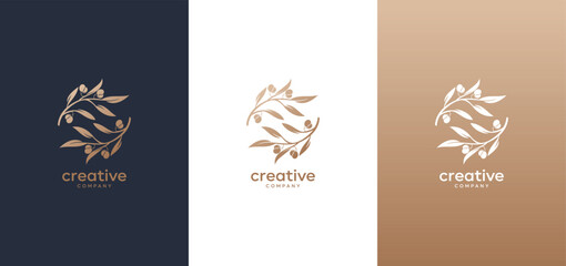olive oil and branch logo design template