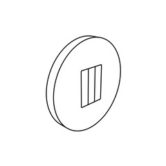 The outline of a large pause symbol is made with black lines. 3D view of the object in perspective. Vector illustration on white background