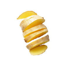 slices of ginger isolated on transparent background, clipping path, png file, 