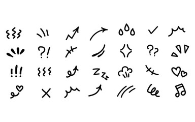 Hand Drawn Doodle Icons Set Cute Black White Simple Arrows Symbols Design Elements Illustration Collection Graphic Design Backgrounds Vector Illustration Digital Art line style sketch kawaii modern   