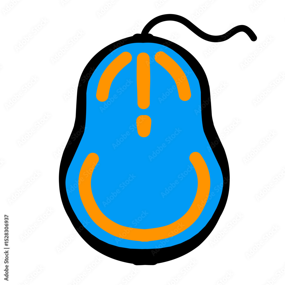 Fototapete Stylized computer mouse icon with a bright color scheme isolated on black