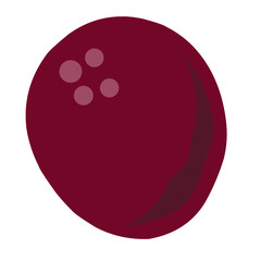 Stylized maroon bowling ball icon against a stark black background creates graphic interest