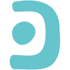 A light blue abstract design featuring a curved shape and a circular element on a white background