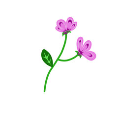 Stylized floral illustration exhibiting dual blooms on a dark background