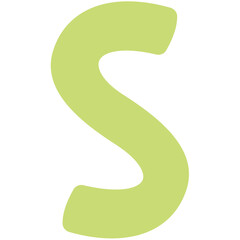 Illustration of a light green letter s with rounded edges against a white background in simple design