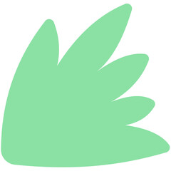 Illustration of a light green abstract leaf shape with multiple pointed lobes on a white background scene