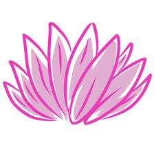 Stylized pink lotus bloom on black backdrop, depicting purity and grace