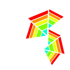 Geometric abstraction of vibrant arrows in the darkness of the void canvas