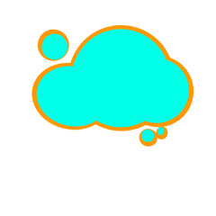 Abstract cyan cloud with orange outline creating a whimsical design