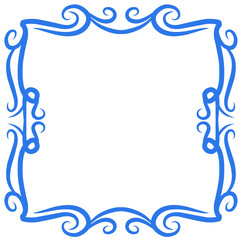 Elegant Ornamental Frame: A Decorative Blue Border Against a Black Backdrop