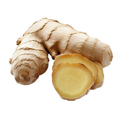 fresh ginger root isolated on transparent background, clipping path, png file,