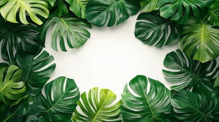 Mockup featuring lush green leaves framing a blank space for text or product placement. Perfect for nature-inspired designs, marketing materials, and creative presentations.