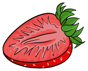strawberry half cut fruit isolated