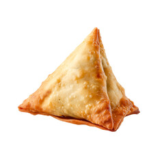 Golden Fried Samosa Indian Snack Food Cuisine Delicious Triangle Pastry, isolated on transparent background, perfect cutout, PNG