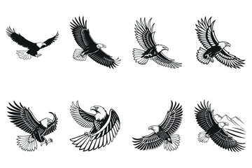 Powerful eagle illustrations, perfect for prints or tattoos.