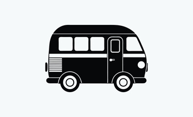 Camper van icon, camper van black vector icon silhouettes 