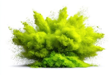 Fototapeta premium Green powder explosion effect on white background