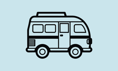 Camper van icon, camper van black vector icon silhouettes 