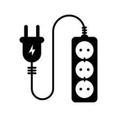 Electric socket vector icon . Cable network filter symbol
