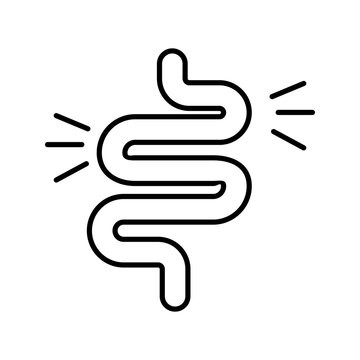 Gut constipation icon design, Intestines icon, symbol of digestion system flat style vector illustration, color editable.
