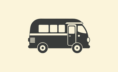 Camper van icon, camper van black vector icon silhouettes 