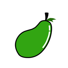 Stylized pear illustration against a minimalist black background creates visual impact