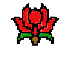 Abstract Pixelated Floral Design on a Black Background Creating a Unique Art