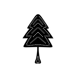 Minimalist Glowing Christmas Tree: A Festive Icon in Dotted Line Style