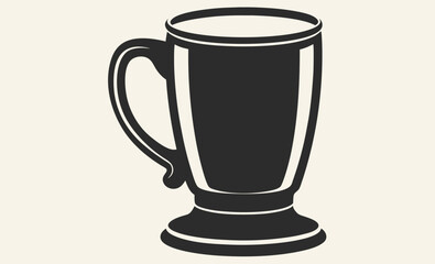 Coffee mug icon, black cup silhouette, tea mug design, simple kitchen illustration
