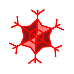 Stylized Crimson Snowflake Graphic on Deep Black Backdrop - Winter Icon