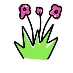 Whimsical floral arrangement with contrasting colors creates a visual interest