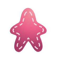 Stylized pink starfish with dashed line detail on a stark black background