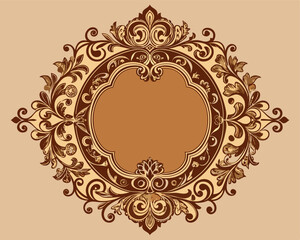 Adobe Illustrator Artworkframe, vintage, ornate, floral, design, decoration, decorative, swirl, elegant, baroque, retro, victorian, antique, art, flourish, border, brown, gold, template, element, invi